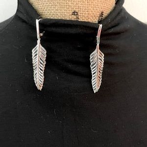 SILVER .925 STERLING 🥈FEATHER 🪶 HIGH SHINE ✨ DANGLE EARRINGS 💎💍😍